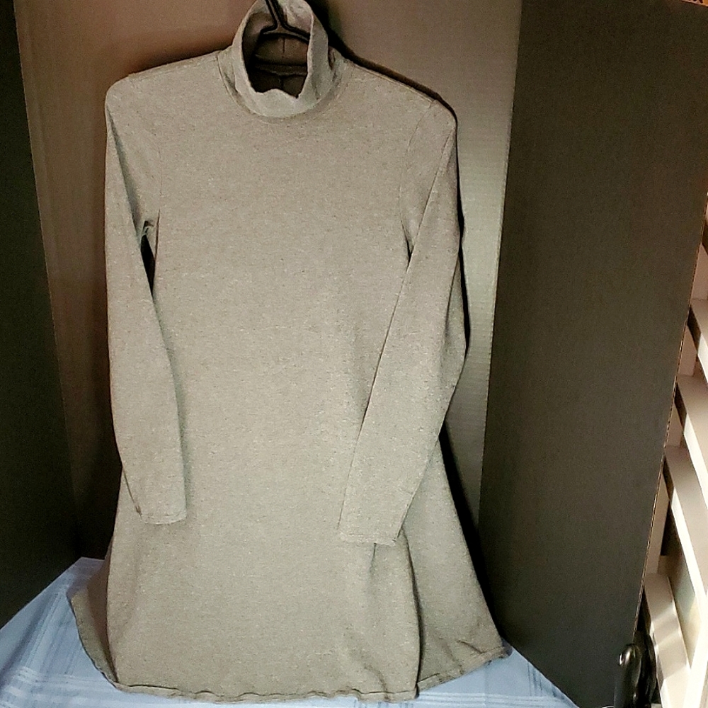 Design Lab Grey Organic Cotton Long Sleeve Jersey A-Line Dress - Size Small - Picture 2 of 14